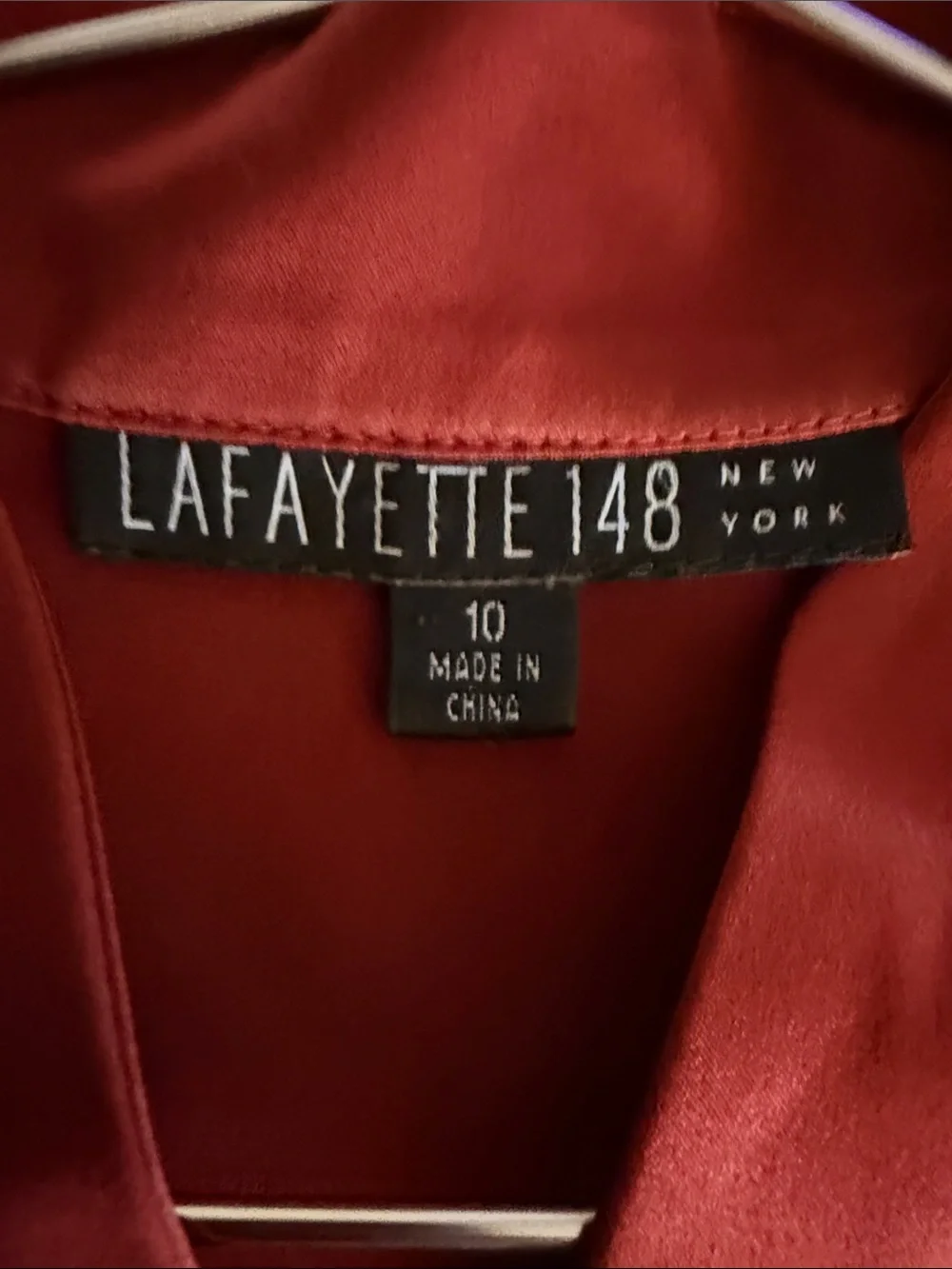 Lafayette 148 New York NWOT 100% Silk Rust Satin Blouse Luxe Minimalist - Picture 5 of 8